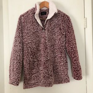 Love Tree Faux Sherpa 1/4 zip sweater